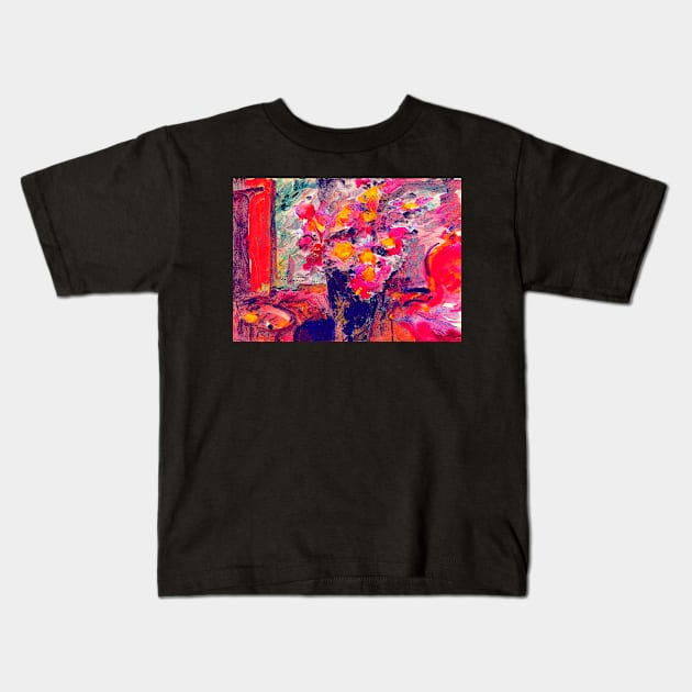 'Flower Vase' by Lovis Corinth REMASTERED TECHNICOLOR Kids T-Shirt by FineArtMaster